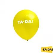 Кульки надувні TA-DA! 10 дюймів жовті з білим логотипом фото